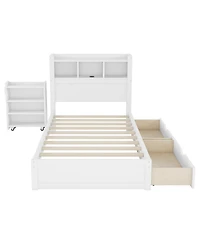 Streamdale Furniture Twin Size Wood Bed with Storage Headboard and Drawers