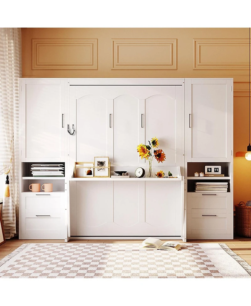 Streamdale Furniture Murphy Bed with Closet, Drawers, and Shelves