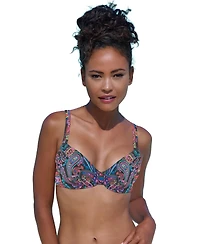 Lascana Women's Paisley Print Underwire Bikini Swimsuit Top Bra Sizing