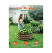 Slickblue 3 Piece Galvanized Steel Planter Boxes Open Bottom Wood Grain