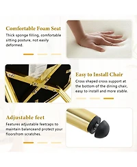 Streamdale Furniture Set of 2 Beige Puffy Bubble Chairs with Gold Legs, Modern Accent Chairs