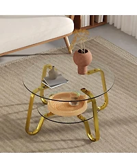 Streamdale Furniture Retro minimalist metal frame glass coffee table, 31.5