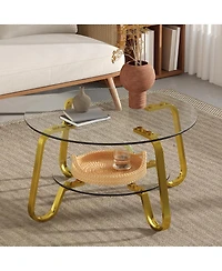 Streamdale Furniture Retro minimalist metal frame glass coffee table, 31.5