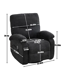 Streamdale Furniture Hot massage manual lounge chair with rocker arms, rotating fabric, cup holder