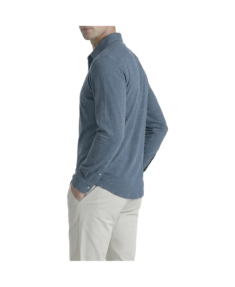 Level 7 Men's Office-Leisure Collection Melange Seamless Long Sleeve Shirt