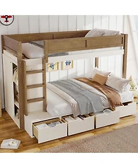 Streamdale Furniture Twin over Twin/Twin Xl over Full Bunk Bed with Storage & Wardrobe