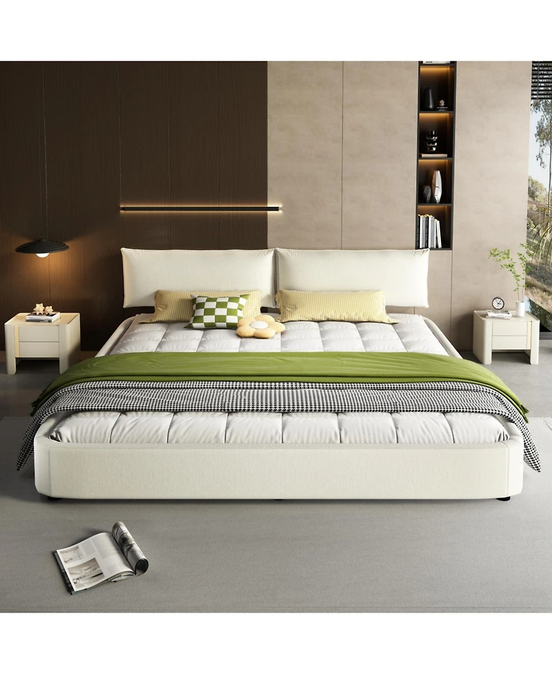 Streamdale Furniture King Size Cloud Bed Frame with Padded Movable Headboard, Chenille Upholstered