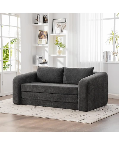Streamdale Furniture71" 2-in-1 Pull Out Loveseat Sofa Bed with Pillows, Convertible Cloud Mattress