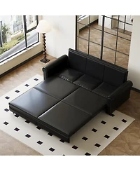 Streamdale Furniture Chesterfield Pull Out Sofa Bed, Faux Leather Convertible Sleeper
