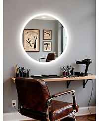 Luvodi 20" Round Led Bathroom Mirror with Lights Wall-Mounted Vanity Mirror