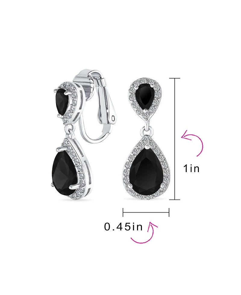 Bling Jewelry Classic Cocktail Pave Halo Cubic Zirconia Cz Double Solitaire Teardrop Dangle Earrings