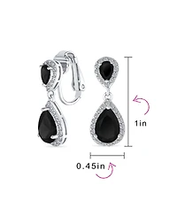 Bling Jewelry Classic Cocktail Pave Halo Cubic Zirconia Cz Double Solitaire Teardrop Dangle Earrings
