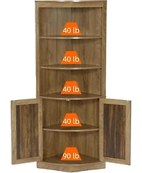 Tribesigns 5-Tier Corner Cabinet, 66.9-Inch Tall Storage Cabinet with Fluted Doors & Open Shelves