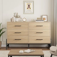 gaomon 52" Wide 6 Drawer Closet Dresser, Freestanding Wooden Storage Cabinet for Bedroom or Living Room
