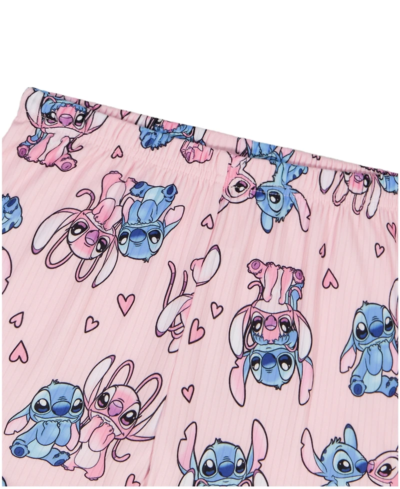 Lilo Stitch Girls' 4-10 Crewneck T-Shirt and Shorts, 2-Piece Set