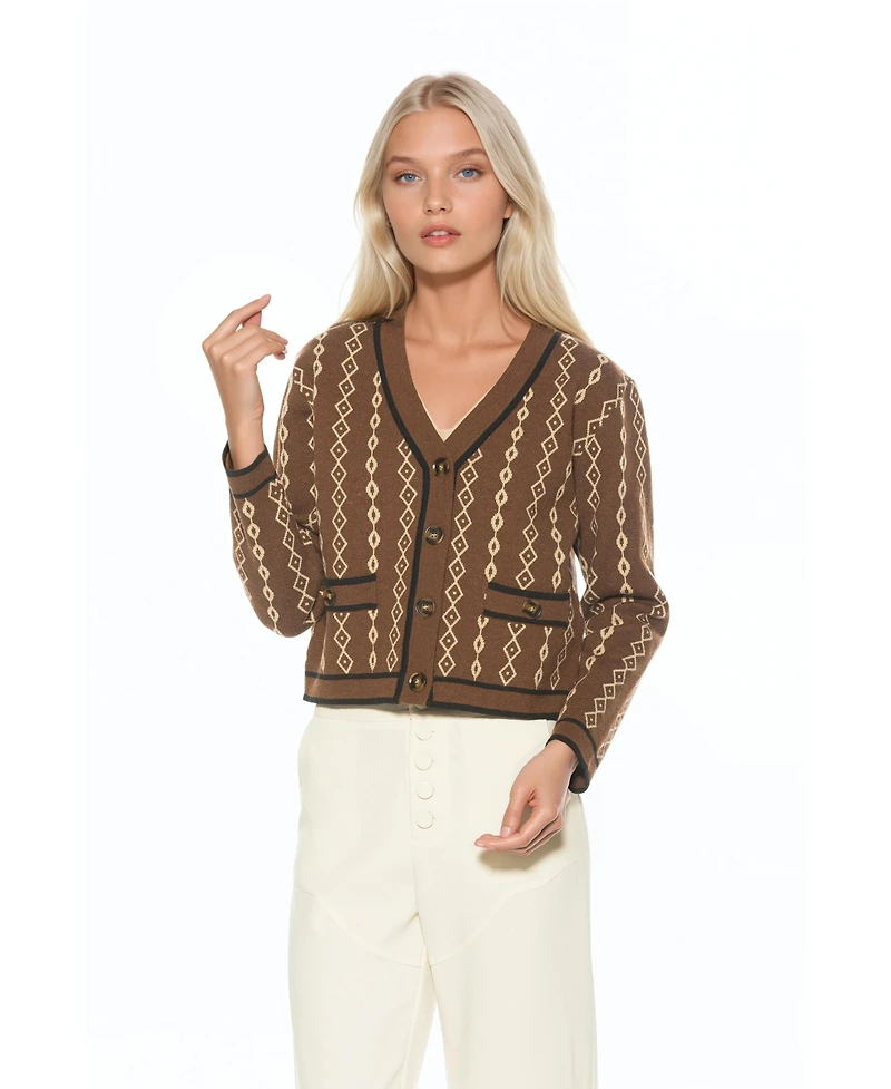 Alexia Admor Women's Briar Collegiate Contrast Trim Cardigan