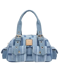 True Religion Multi Stripe Soft Satchel – Mini Handbag with Utility Pockets