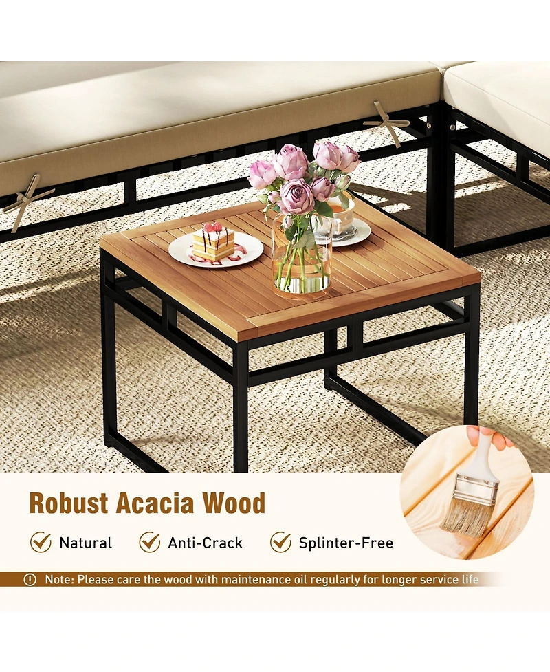 Gymax Set Of 6 Outdoor Sectional Sofa Set Metal Conversation Set w/ Bungee Rope Seat