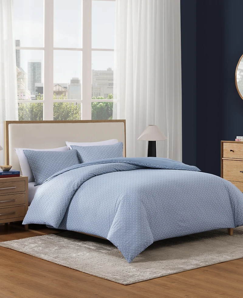 Tommy Hilfiger Trellis Flag Cotton Reversible 3-Pc. Duvet Cover Set