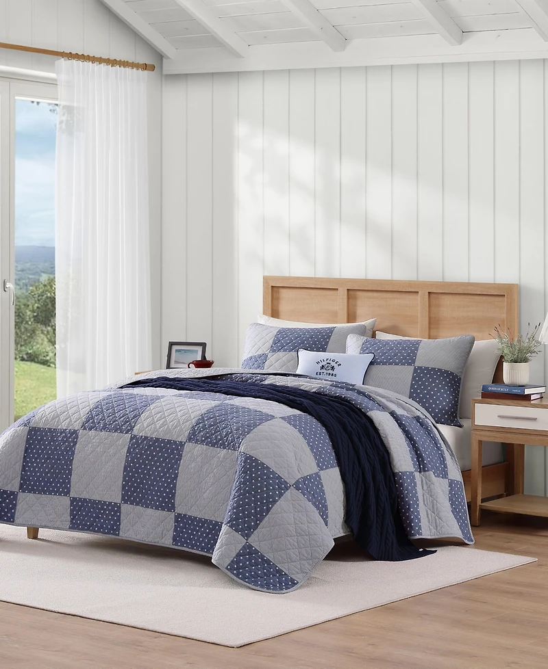 Tommy Hilfiger Ithaca Stargaze Patchwork Cotton Reversible -Pc. Quilt Set