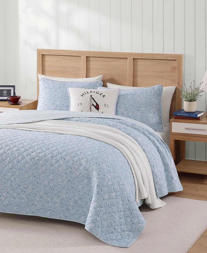 Tommy Hilfiger Boating Flags Cotton Reversible 3-Pc. Quilt Set