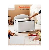 Slickblue Kids Storage Bench with Backrest and Safety Hinge Toy Box