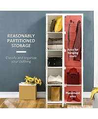 flynama Portable Wardrobe Closet Folding Bedroom Armoire Clothes Storage Organizer with Cube Compartments Hanging Rod Magnet Doors