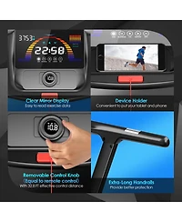 Hongge 4.75HP Folding Treadmill with Preset Programs & Touch Screen-Black