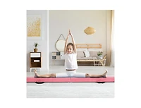 Hongge 9 Ft Folding Gymnastics Balance Beam with Anti-slip Base and Pine Wood Frame-Pink