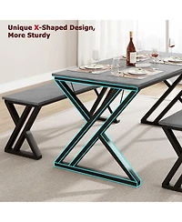 gaomon 4-Person Space-Saving Dining Table Set with 2 Benches and Sturdy Metal Frame, for Kitchen and Apartment