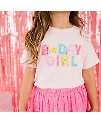 Sweet Wink Little Girls Birthday Girl Rhinestone Patch Short Sleeve T-Shirt