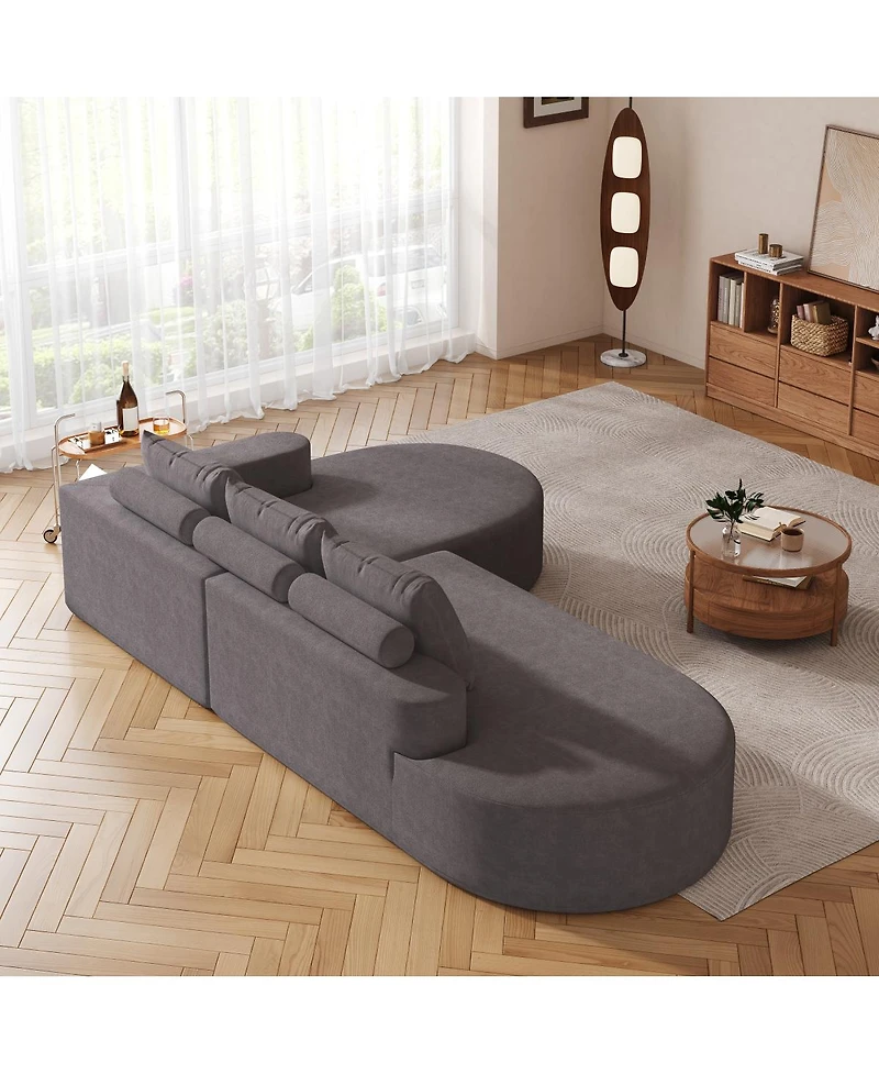 Streamdale Furniture Modern Curved Chenille Sectional Sofa Couch Set