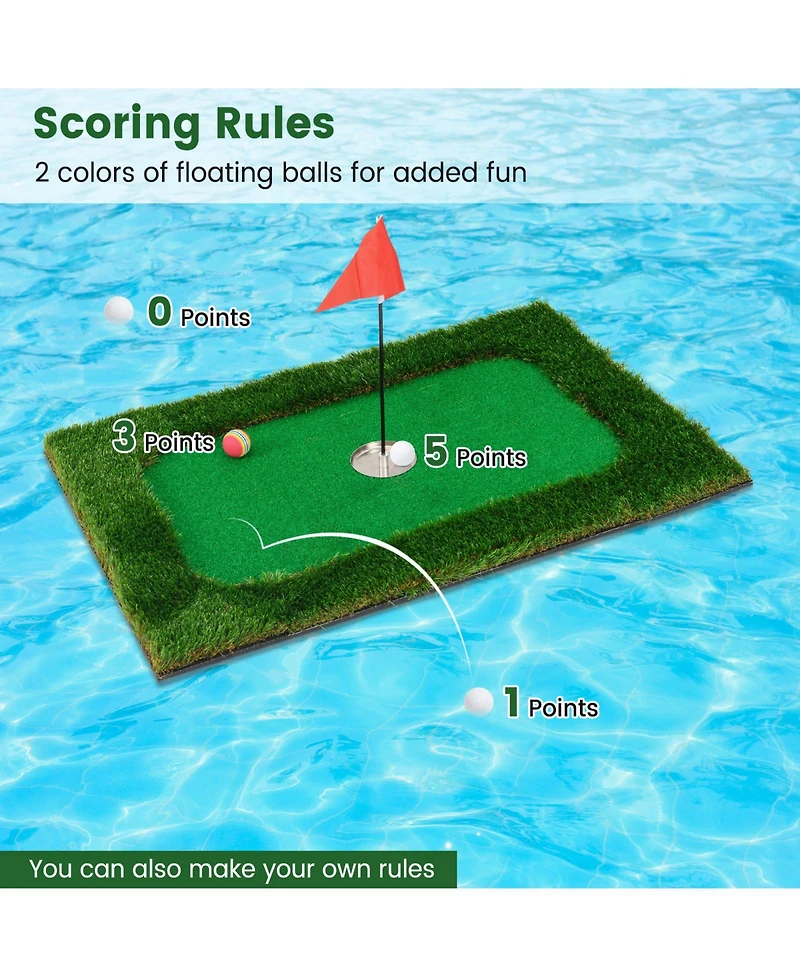 Mecale Floating Pool Golf Green Set with 6 Golf Balls & Flag