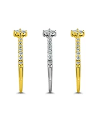 Macy's 7/8 cttw 3pc Set- Pave Cubic Zirconia Diamond Shape Design on Pave/Polish Combo 4mm Band Ring