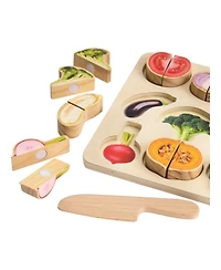 Kaplan Early Learning Wooden Slice & Match Fruit & Vegetable Puzzles