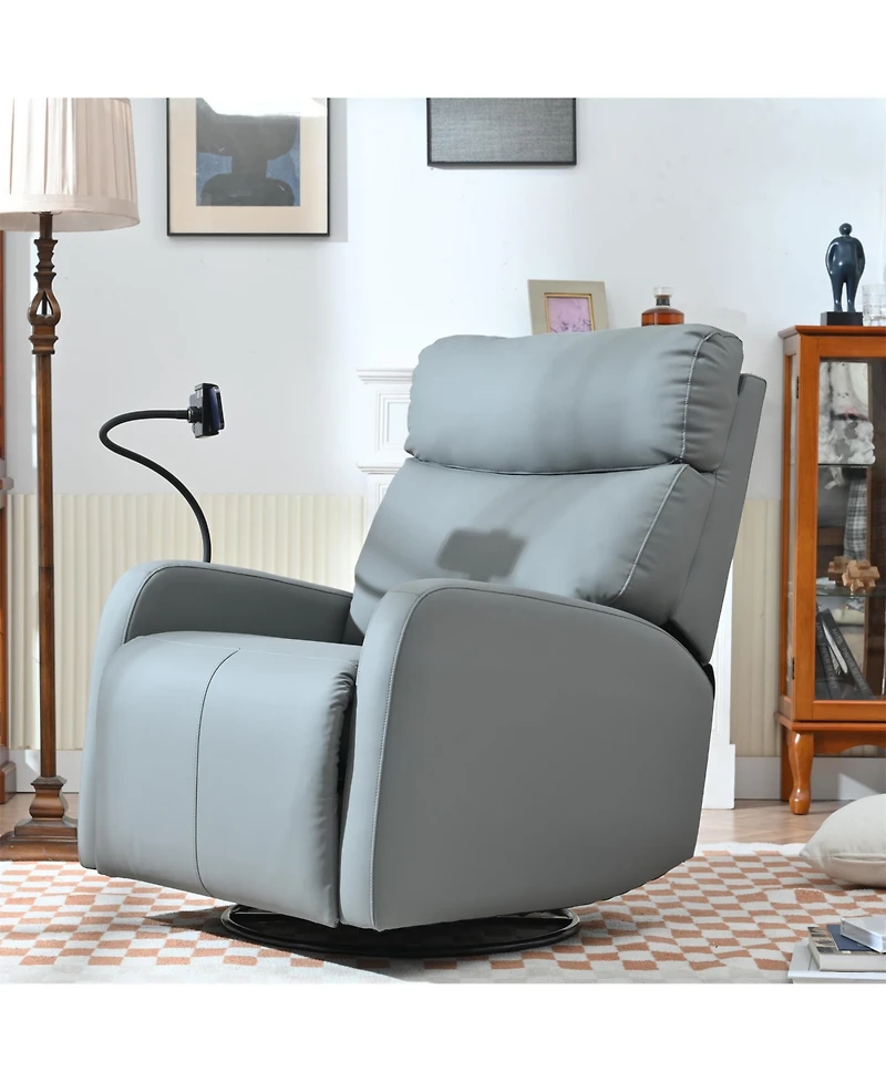 Flynama Swivel Rocker Recliner Chair 360 Degree Glider with Phone Holder for Bedroom Living Room Home Theater 330LBS Capacity