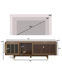 Streamdale Furniture Walnut Tv Stand - Sliding Glass Door