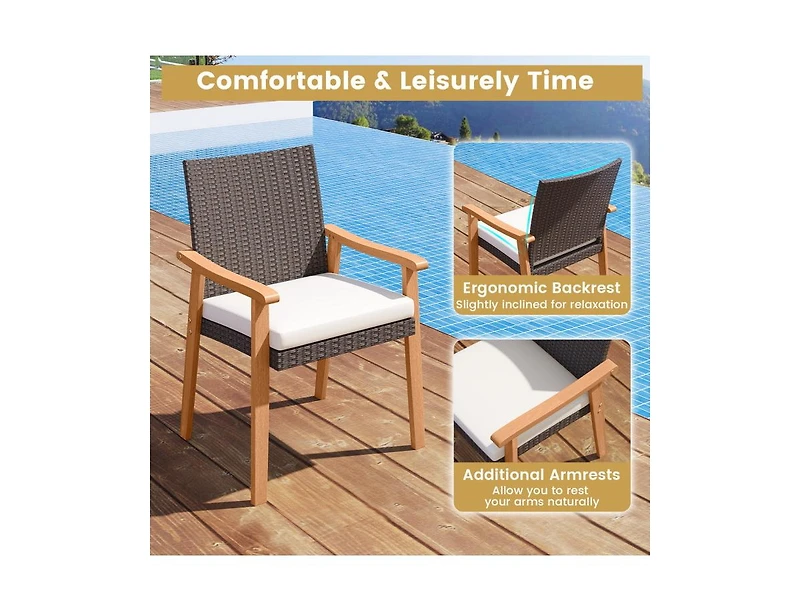 Slickblue Patio Rattan Dining Chairs Set of 2 with Removable Cushions