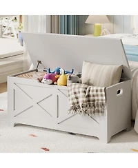 gaomon 39.4" Wooden Storage Chest, Storage Bench with Safety Hinges for Entryway & Living Room
