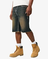 True Religion Men's Vinny Baggy Fray Flap Shorts