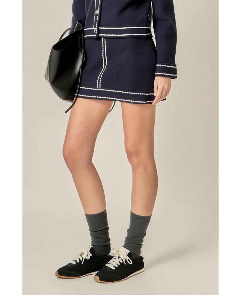 English Factory Women's Denim-Look Knit skirt