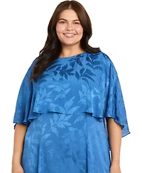 R & M Richards Plus Satin Burnout Overlay Dress