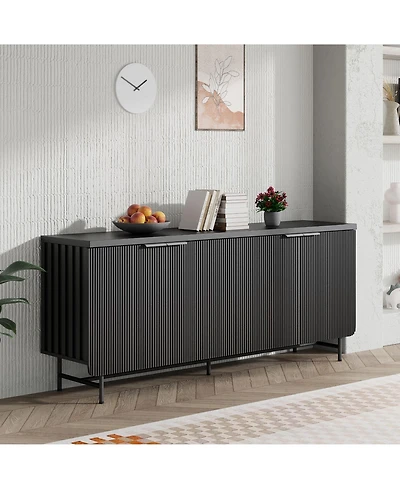 logicfox 68 inch Modern Scandinavian Alcove Door Kitchen Storage Sideboard Buffet Cabinet Console