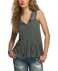 Lucky Brand Women's Peplum Lace Trimmed Sleeveless Tank