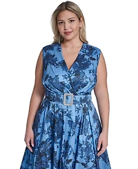 Jessica Howard Plus Sleeveless Surplice V-Neck Dress