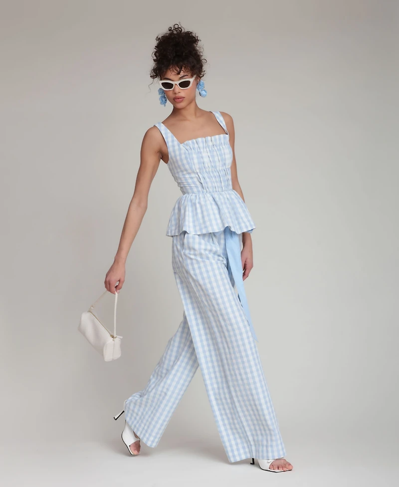 Avec Les Filles Women's Smocked Detail Peplum Top