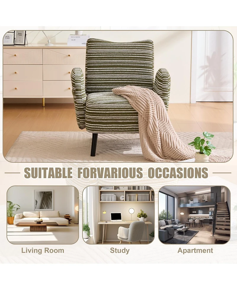 Streamdale Furniture Modern armchair with sanded fabric, side pocket, solid wood legs