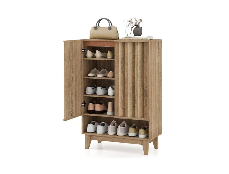 Slickblue Shoe Organizer with 6 Shelves and Decorative Doors