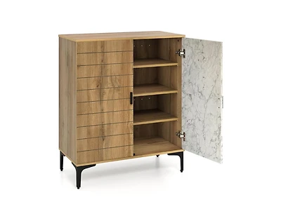 Slickblue Farmhouse Shoe Storage Cabinet 4-Tier with Metal Legs