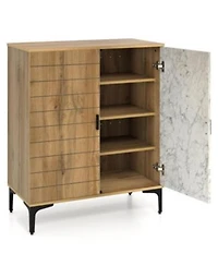 Slickblue Farmhouse Shoe Storage Cabinet 4-Tier with Metal Legs